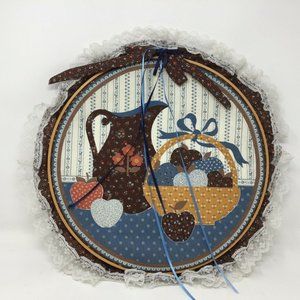 Vintage 12" Quilted Fabric Hoop Wall Decor